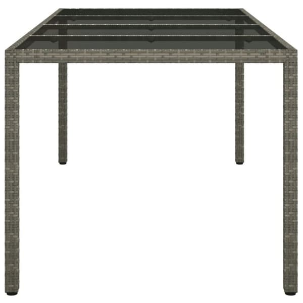 vidaXL Puutarhapöytä 190x90x75cm karkaistu lasi ja polyrottinki harmaa