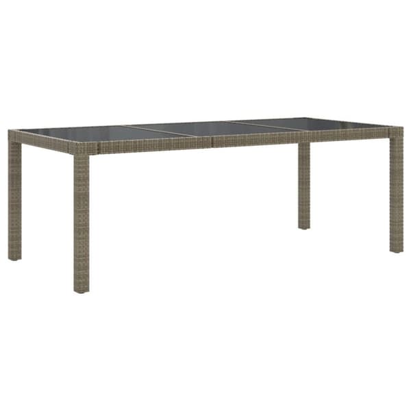 vidaXL Puutarhapöytä 190x90x75cm karkaistu lasi ja polyrottinki harmaa