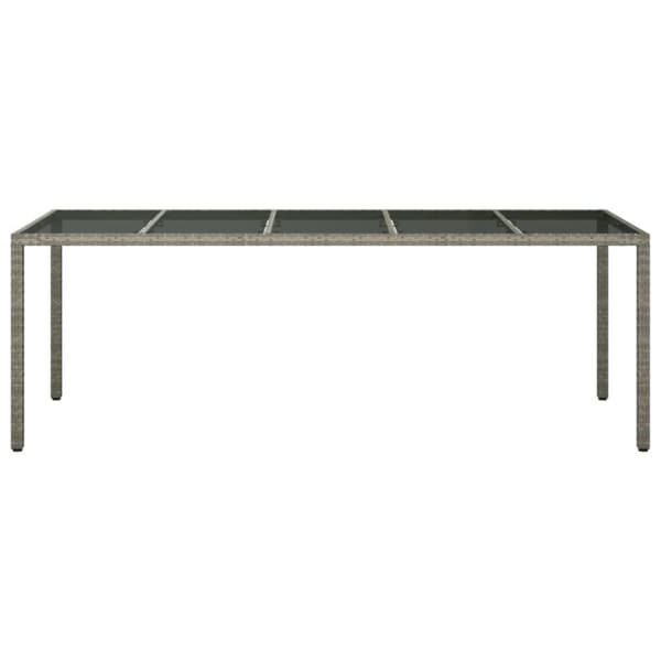 vidaXL Utebord grå 250x100x75 cm härdat glas och konstrotting