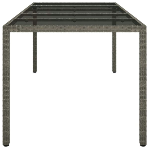 vidaXL havebord 250x100x75 cm hærdet glas og polyrattan grå
