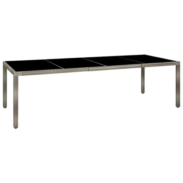 vidaXL havebord 250x100x75 cm hærdet glas og polyrattan grå