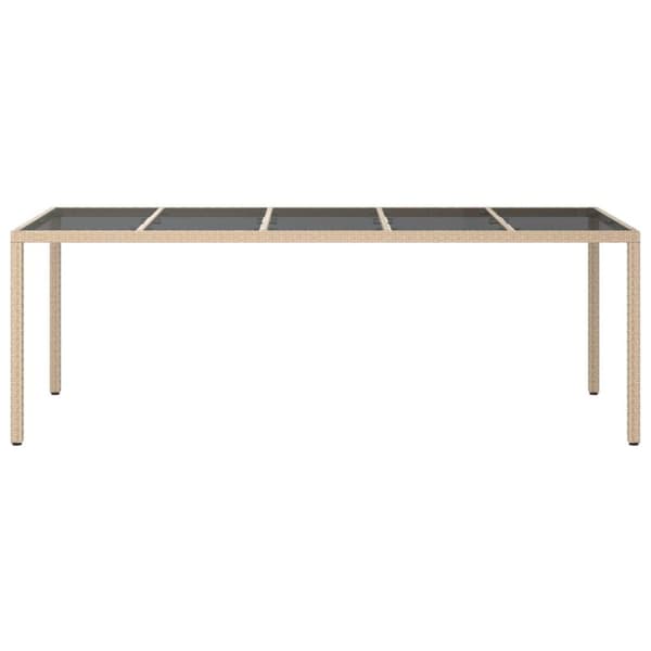 vidaXL Hagebord 250x100x75 cm herdet glass og polyrotting beige
