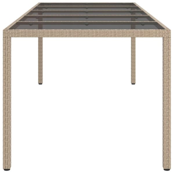 vidaXL Hagebord 250x100x75 cm herdet glass og polyrotting beige