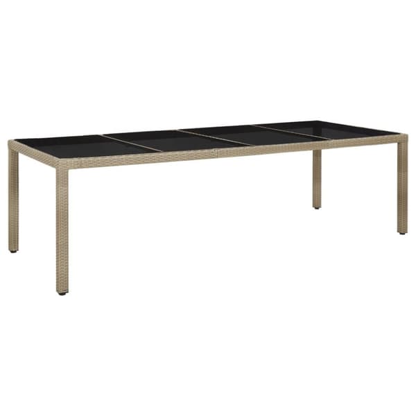 vidaXL Hagebord 250x100x75 cm herdet glass og polyrotting beige