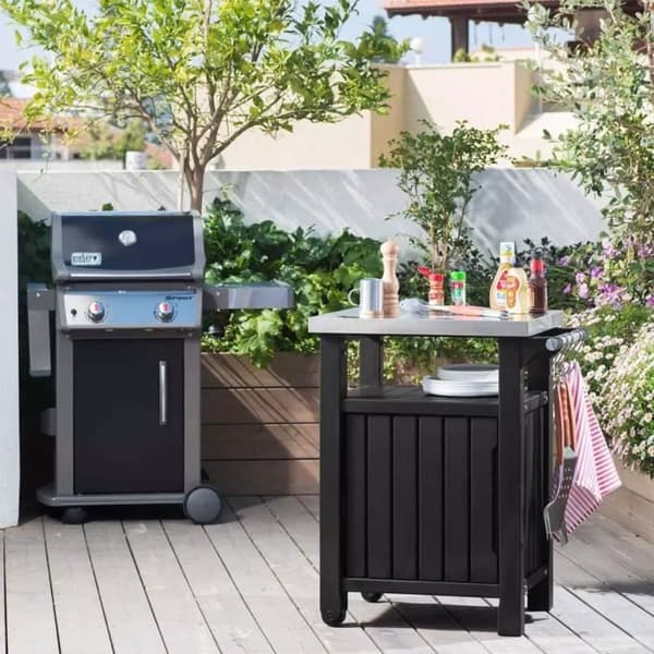 Unity multifunktionellt utomhusgrillbord - KETER - Grå - 150L förvaring