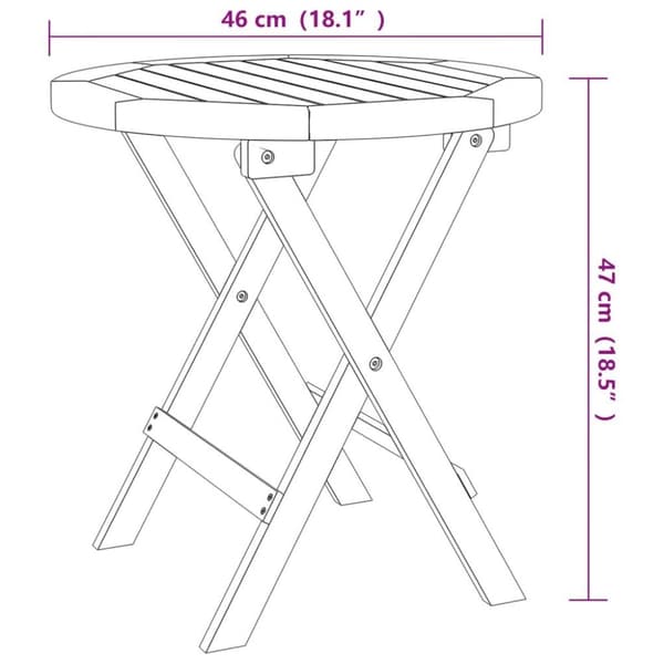 vidaXL Bistrobord Ø46x47 cm heltre akasie