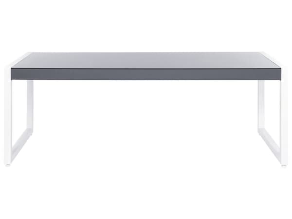 Utendørs spisebord Grå Aluminium 210 x 90 cm Plass til 6 personer Hvite ben Herdet glass UV-bestandig Moderne design Hagemøbler