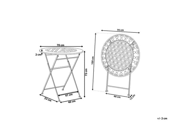 Hage Bistrobord Beige Metall Rund Shabby Chic fransk