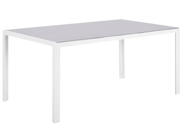 Hage Spisebord Grå Herdet Glassplate Hvit Aluminiumsramme 160 x 90 cm