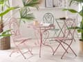 Miniatyrbilde 5 av 10: Terrassebord Rosa Pulverlakkert Metallramme 74 x 70 cm Moderne Retro Flettet Rør med Scrollwork Aksent til Terrasse og Hage Italiensk Dekor