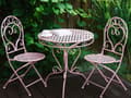Miniatyrbilde 2 av 10: Terrassebord Rosa Pulverlakkert Metallramme 74 x 70 cm Moderne Retro Flettet Rør med Scrollwork Aksent til Terrasse og Hage Italiensk Dekor