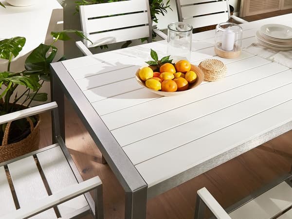 Spisebord Hvit Aluminiumsramme for 6 personer 180 x 90 cm Moderne Design