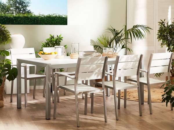 Spisebord Hvit Aluminiumsramme for 6 personer 180 x 90 cm Moderne Design