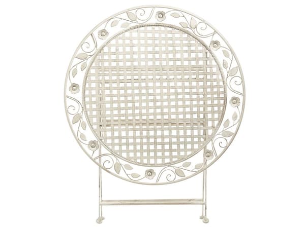 Hagebord Off-White Strykejern Sammenleggbart Distressed Metall Rund 90 cm for 4 Utendørs UV Rustmotstand Fransk Retro Stil