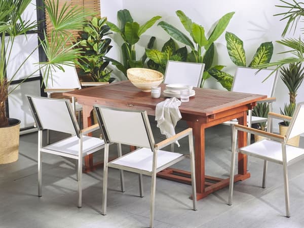 Utendørs Spisebord Mørk Akasietre 160/220 x 90 cm Uttrekkbar Topp