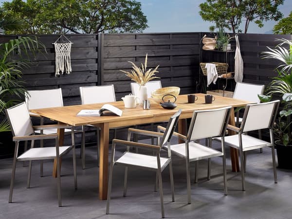 Hagebord lyst akasietre 180/240 x 100 cm uttrekkbart parasollhull