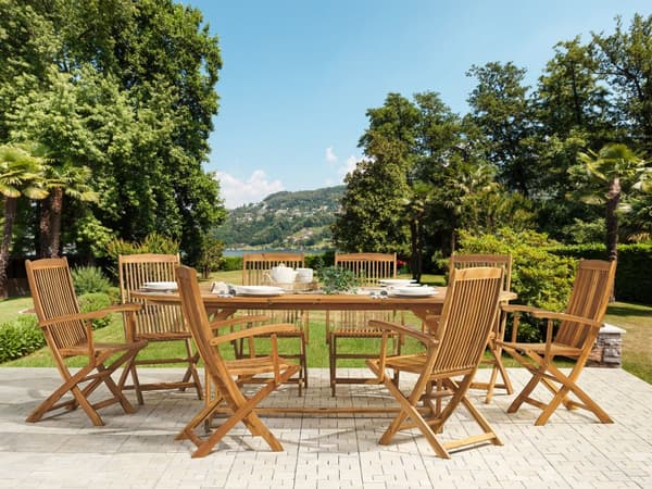 Hagebord akasietre 8 personer uttrekkbart rustikk design