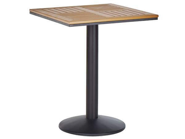 Hage bistro sofabord lyst tre firkantet plate 60x60 cm svart metallunderstell rustikk moderne