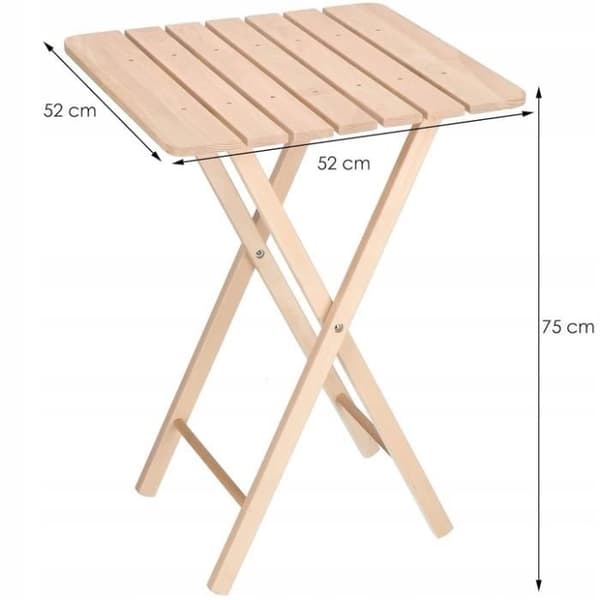 Trädgårdsmöbelset - SPRINGOS - 2 stolar och 1 bord - Massivt trä - Fällbart - Naturligt