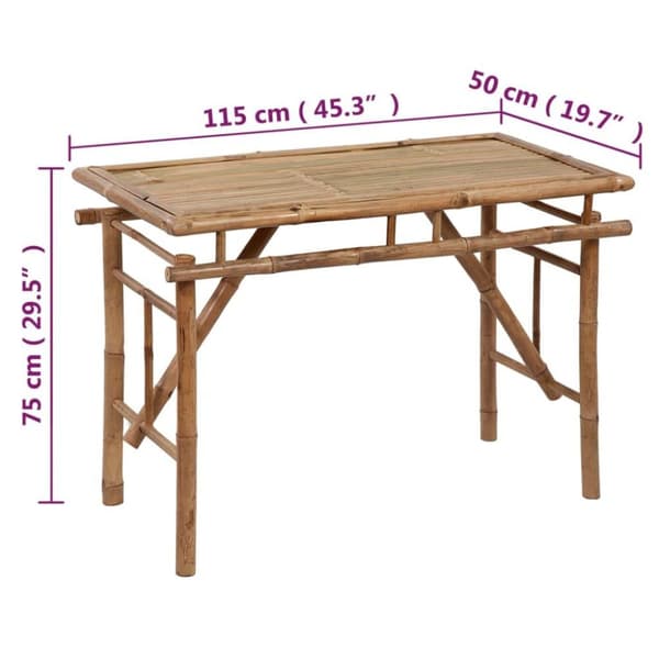 vidaXL foldbart havebord 115x50x75 cm bambus