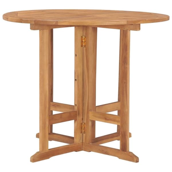 vidaXL Hopfällbart trädgårdsbord Ø90x75 cm massiv teak