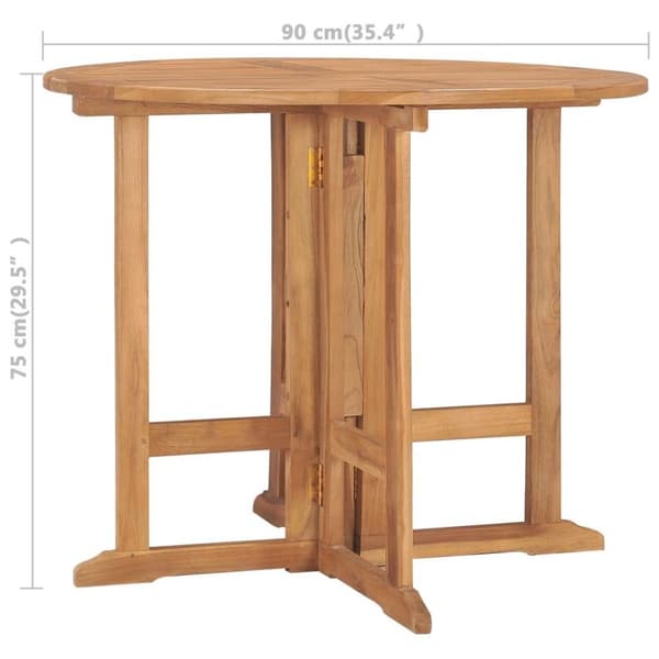 vidaXL Hopfällbart trädgårdsbord Ø90x75 cm massiv teak