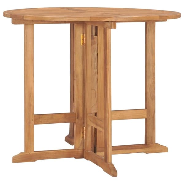 vidaXL Hopfällbart trädgårdsbord Ø90x75 cm massiv teak