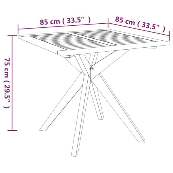 vidaXL Trädgårdsbord 85x85x75 cm massivt akaciaträ