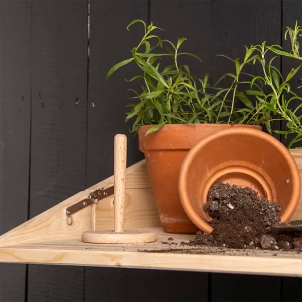 Esschert Design væghængt barbord med foldbar hylde str. S naturfarvet