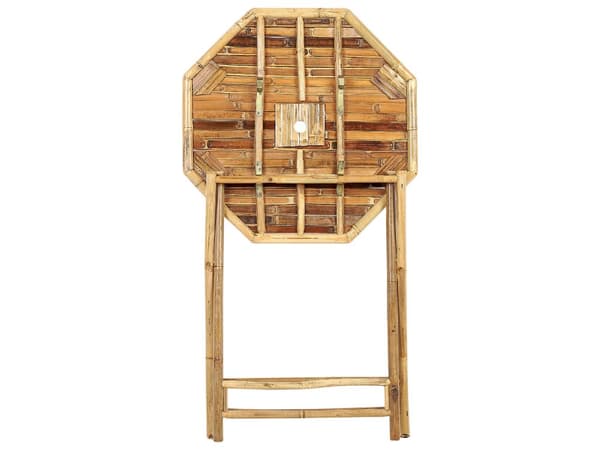 Bambu Bistrobord med Parasoll Naturligt trä 85 x 80 cm Fällbart Inomhus Utomhus Soffbord
