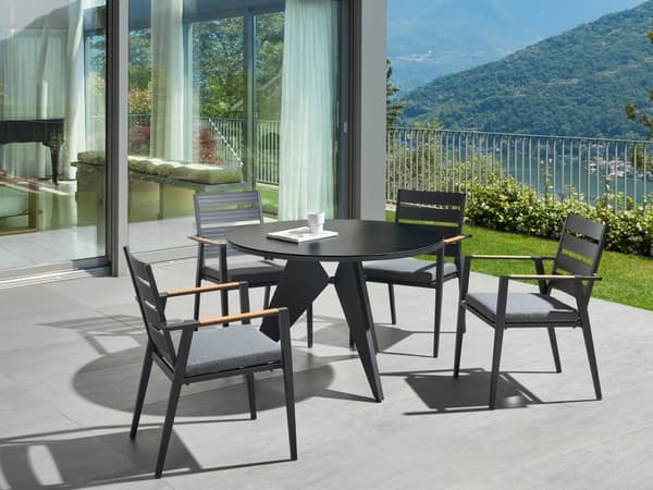 Have Spisebord Sort Aluminium Rundt ø 110cm Udendørs Moderne Design