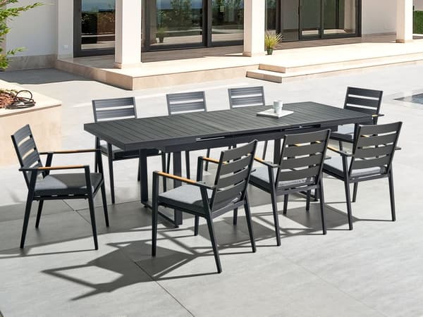 Havebord Sort Aluminium 180/240 x 90 cm Udtrækkelig Plade Udendørs Spisebord