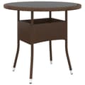 Miniatyrbillede 1 af 4: vidaXL havebord Ø80x75 cm hærdet glas og polyrattan brun
