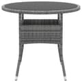 Miniatyrbillede 1 af 4: vidaXL havebord Ø80x75 cm hærdet glas og polyrattan grå