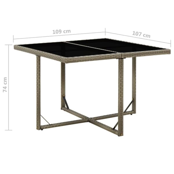 vidaXL havebord 109x107x74 cm polyrattan og glas grå