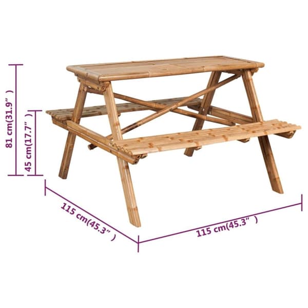 vidaXL picnicbord 115x115x81 cm bambus