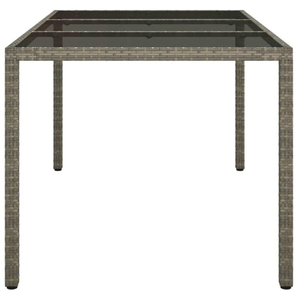vidaXL havebord 150x90x75 cm hærdet glas og polyrattan grå