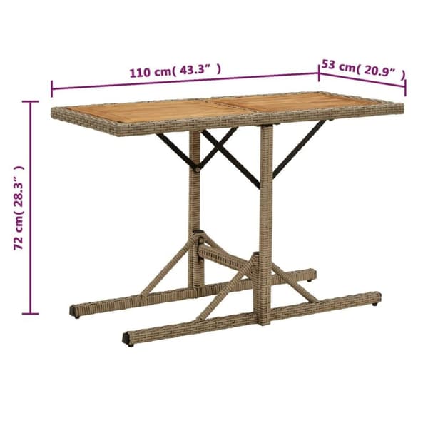 vidaXL havebord massivt akacietræ og polyrattan beige