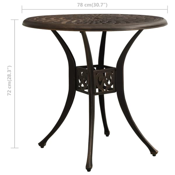 vidaXL havebord 78x78x72 cm støbt aluminium bronzefarvet