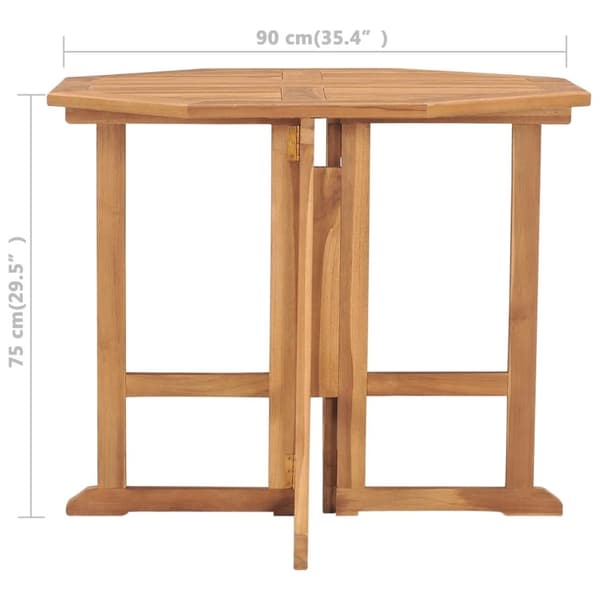 vidaXL foldbart havebord 90x90x75 cm massivt teaktræ