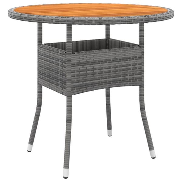 vidaXL havebord Ø80x75 cm akacietræ og polyrattan grå