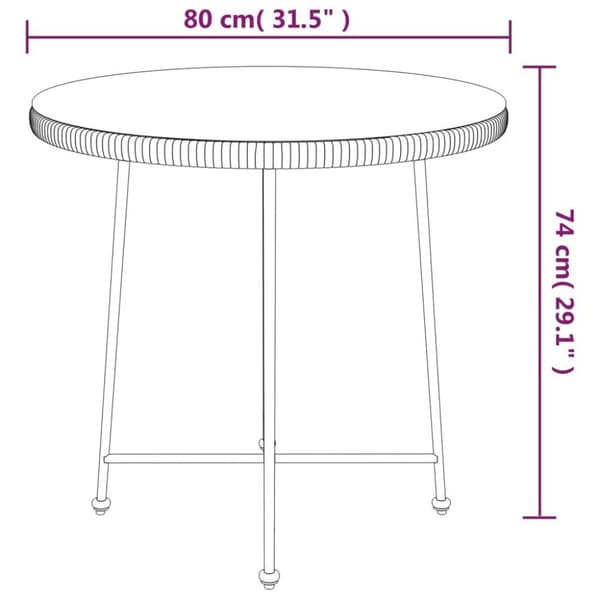 vidaXL Spisebord svart Ø80 cm herdet glass og stål