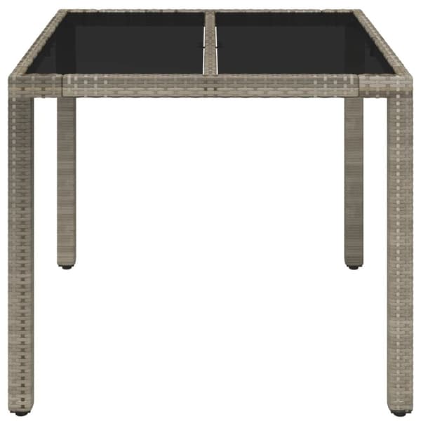 vidaXL Trädgårdsbord med glasskiva grå 90x90x75 cm konstrotting