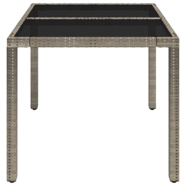 vidaXL Trädgårdsbord med glasskiva grå 90x90x75 cm konstrotting