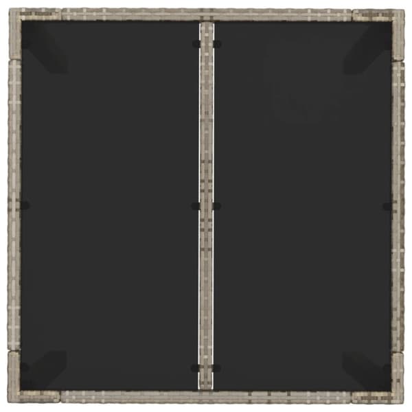 vidaXL Trädgårdsbord med glasskiva grå 90x90x75 cm konstrotting