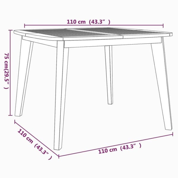 vidaXL Trädgårdsbord 110x110x75 cm massivt akaciaträ