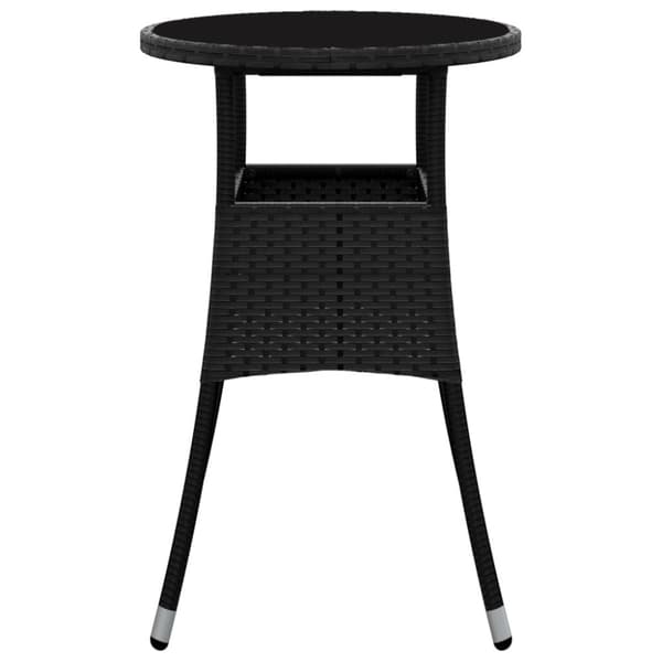 vidaXL havebord Ø60x75 cm hærdet glas og polyrattan sort