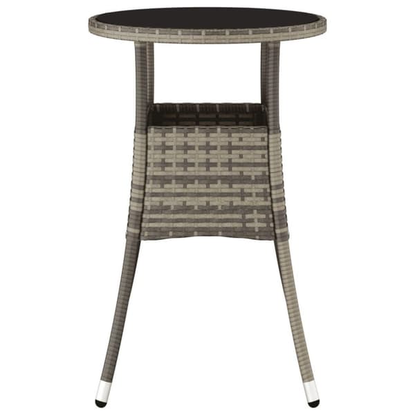 vidaXL havebord Ø60x75 cm hærdet glas og polyrattan grå