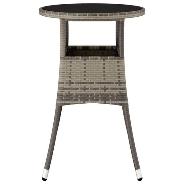 vidaXL havebord Ø60x75 cm hærdet glas og polyrattan grå