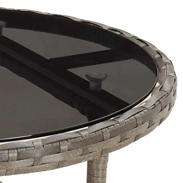 vidaXL havebord Ø60x75 cm hærdet glas og polyrattan grå